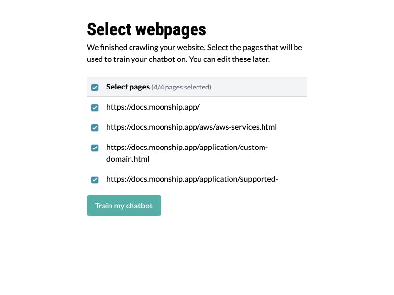 Getting started - Select webpages